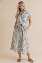 Haptics Tailored for Fun Floral Stripe Midi Dress