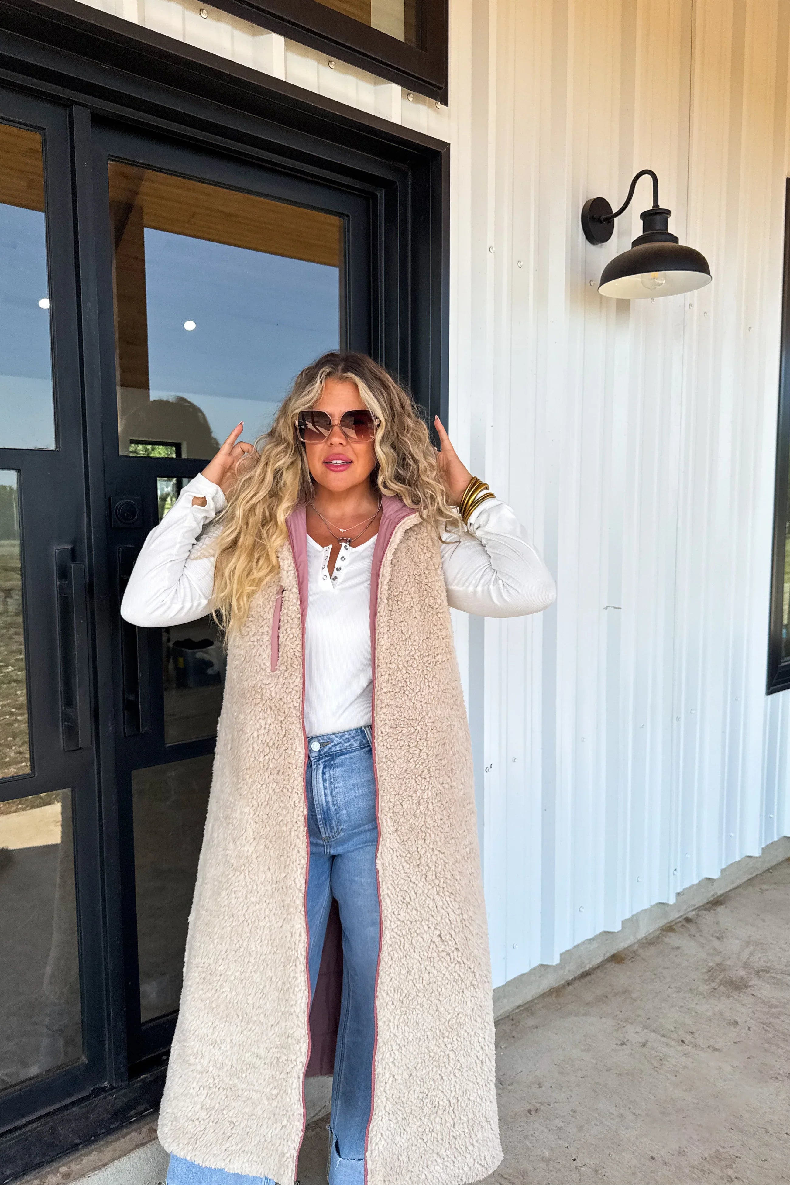 PREORDER: Blakeley Reversible Sherpa Puffer Vest Womens