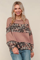 Haptics Taupe & Olive Soft Camo/Leopard Knit Top