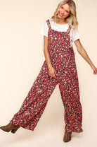 Haptics Navy Floral Print Baggy Overall Jumpsuit Jumpsuit & Rompers