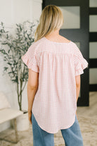 A Different Side Of Me Gingham Blouse in Dusty Rose Womens