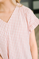 A Different Side Of Me Gingham Blouse in Dusty Rose Womens