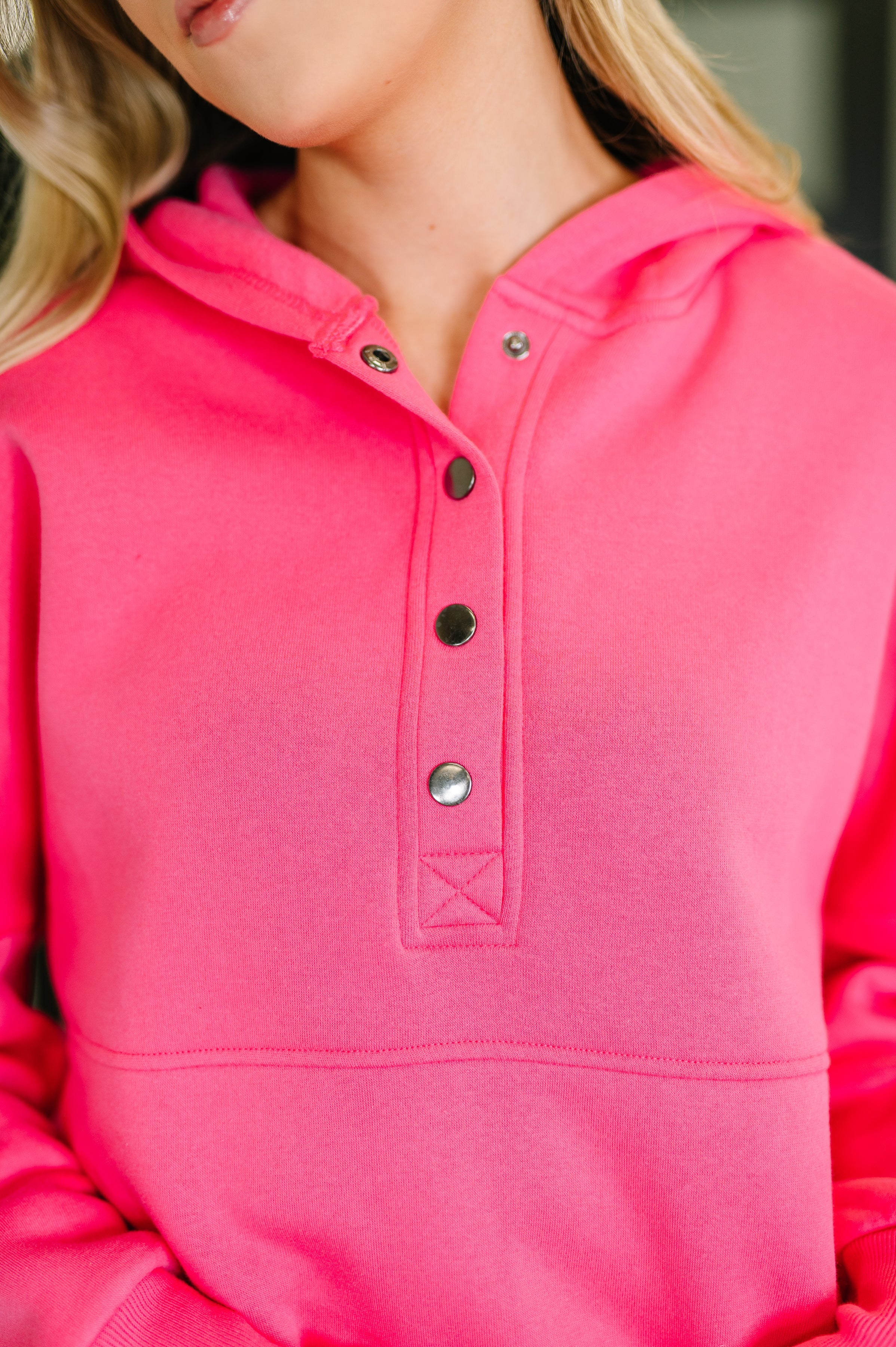 Zenana A Million Different Reasons Hooded Fleece Pullover in Fuchsia Womens