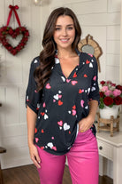 Heimish A Million Hearts Gabby Black Blouse Shirts & Tops