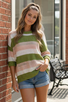 And The Why Spring Grove Striped Lightweight Knit Top