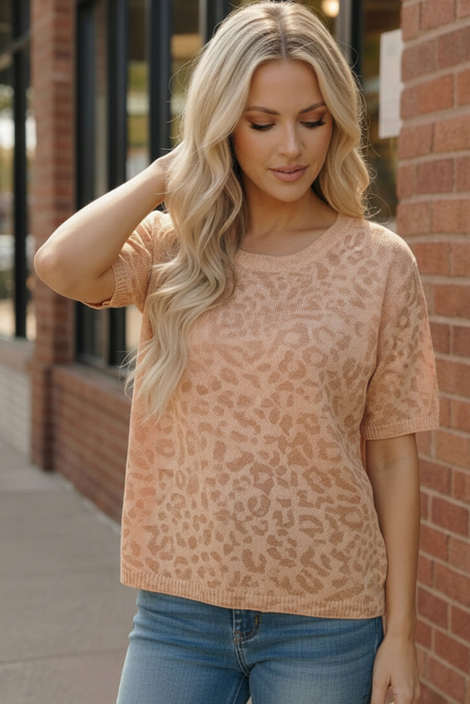 And The Why Blush Safari Knit Tee