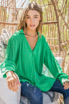 And The Why The Grass is Always Greener Pleated Silk Blouse