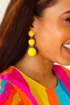 ICON Yellow Raffia Lantern Pom Dangle Earrings One Size Fits All ICON