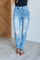 Judy Blue Aiden High Rise Patch Pocket Distressed Boyfriend Jeans Ave Shops