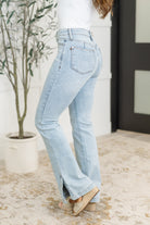Judy Blue Alexis High Rise Tummy Control Top Slit Hem Slim Bootcut Jeans Womens