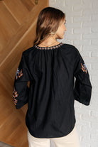 One Eleven North All In Me Embroidered V-Neck Blouse Shirts & Tops