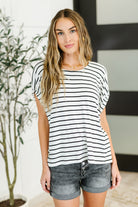 Haptics All Lined Up Dolman Sleeve Top in Black Ivory Womens