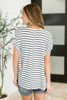 Haptics All Lined Up Dolman Sleeve Top in Black Ivory Womens