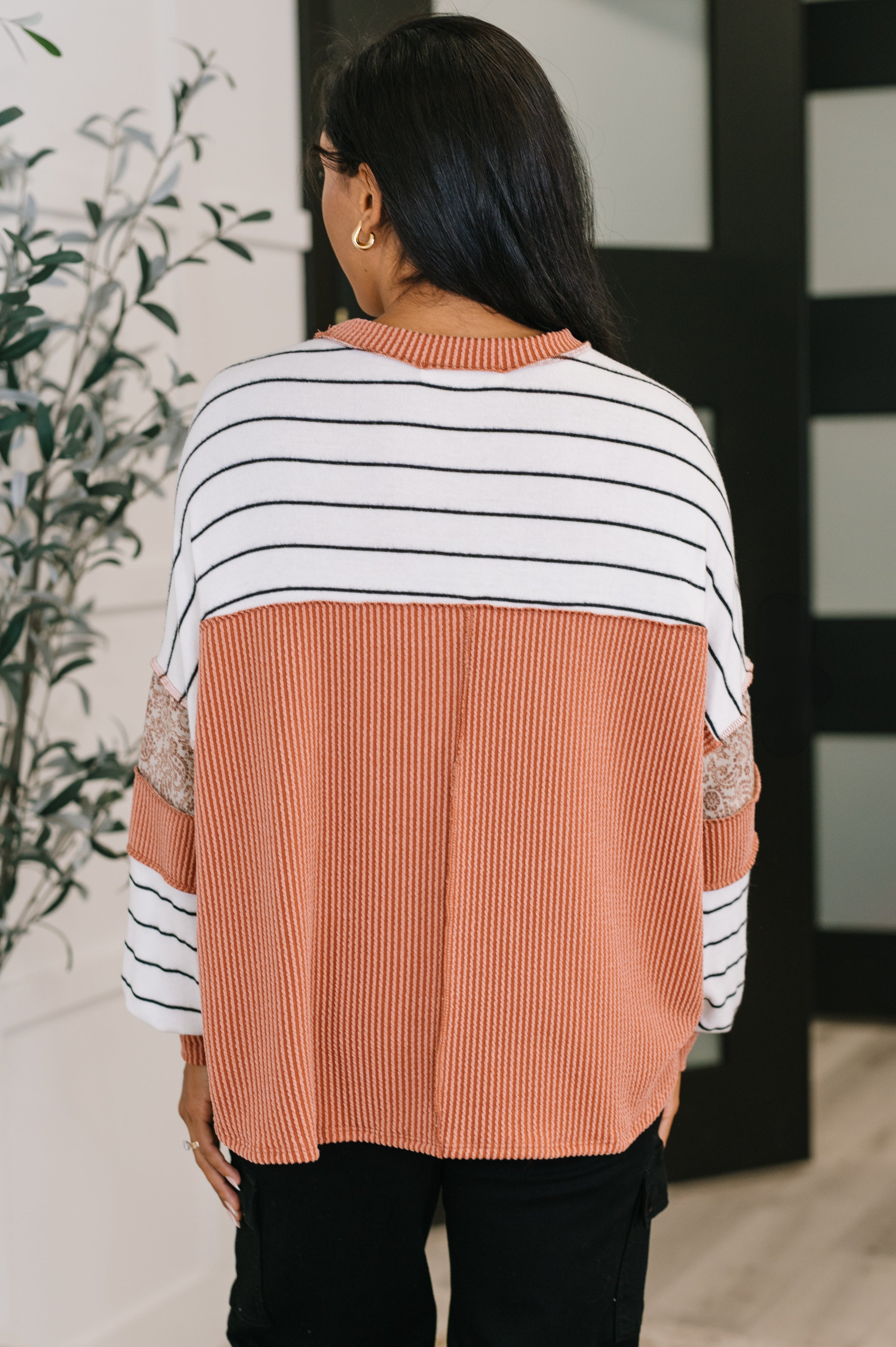 Haptics All Over the Place Color Block Relaxed Pullover Womens