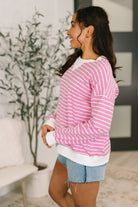 Zenana Almost Therapeutic Drop Shoulder Pullover in Candy Pink Womens