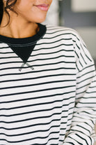 Zenana Almost Therapeutic Drop Shoulder Pullover in White and Black Womens