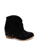 Naughty Monkey Amos Fringe Ankle Bootie in Black Suede Shoes