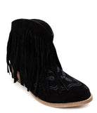 Naughty Monkey Amos Fringe Ankle Bootie in Black Suede Shoes