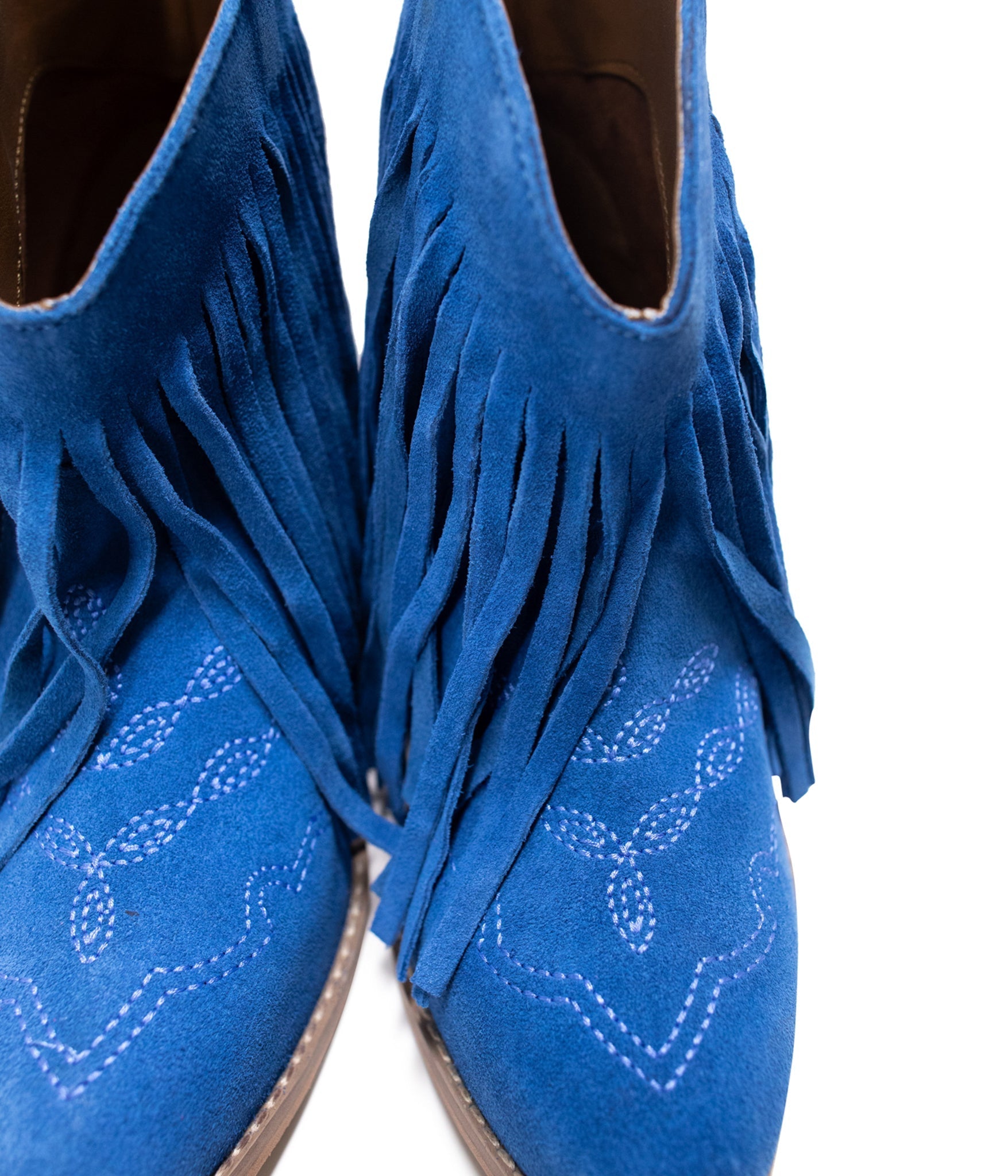 Naughty Monkey Amos Fringe Ankle Bootie in Blue Suede Ave Shops