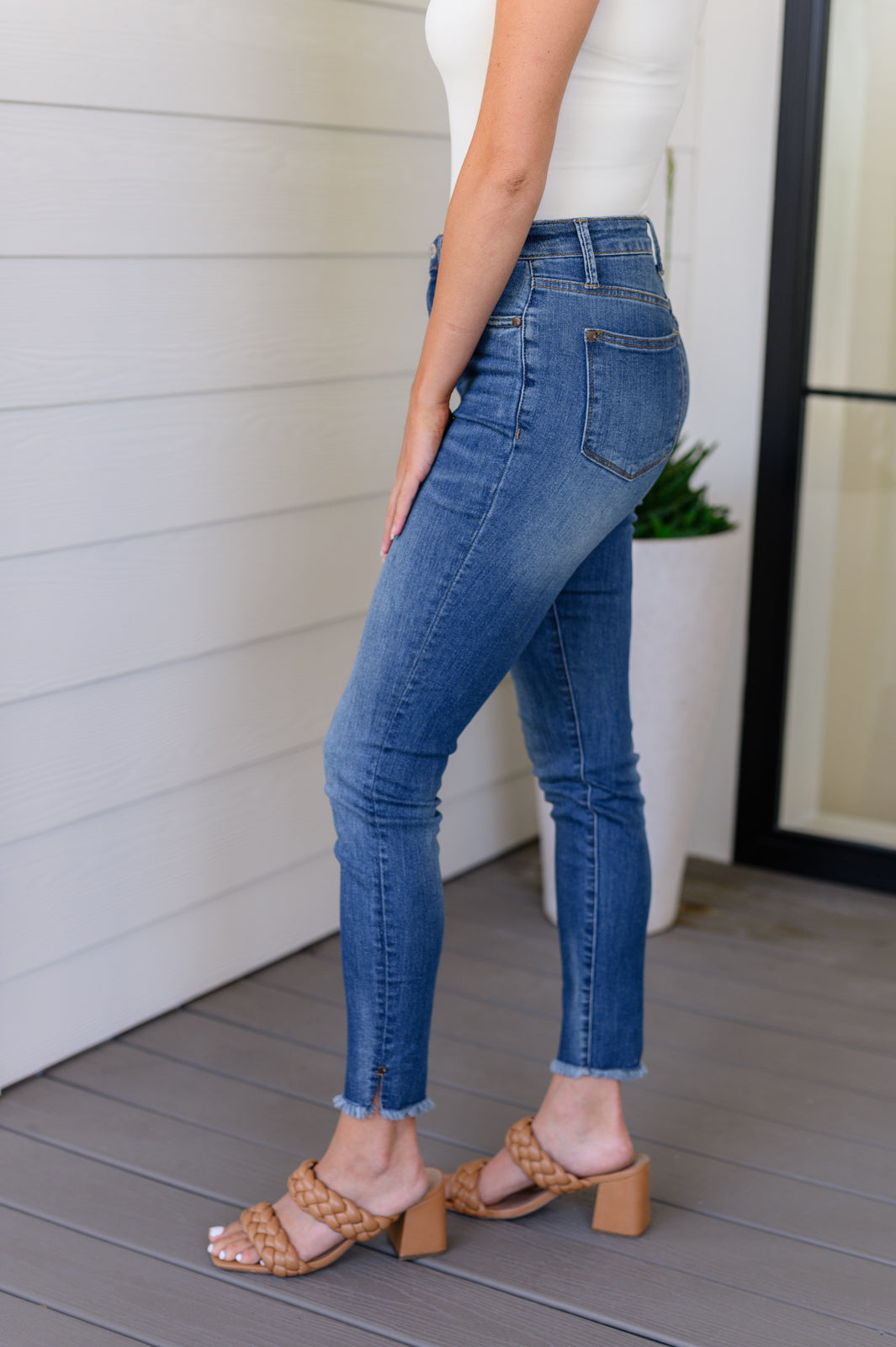 Judy Blue Amy High Rise Tummy Control Top Side Slit Skinny Jeans Bogo Free