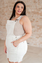 Judy Blue Anna High Rise Garment Dyed Cutoff Shortalls in Ecru Denim