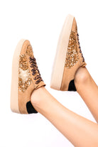 Corkeys Another Round Sneakers in Gold Sequins Ave Shops