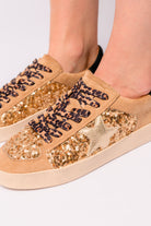 Corkeys Another Round Sneakers in Gold Sequins Ave Shops