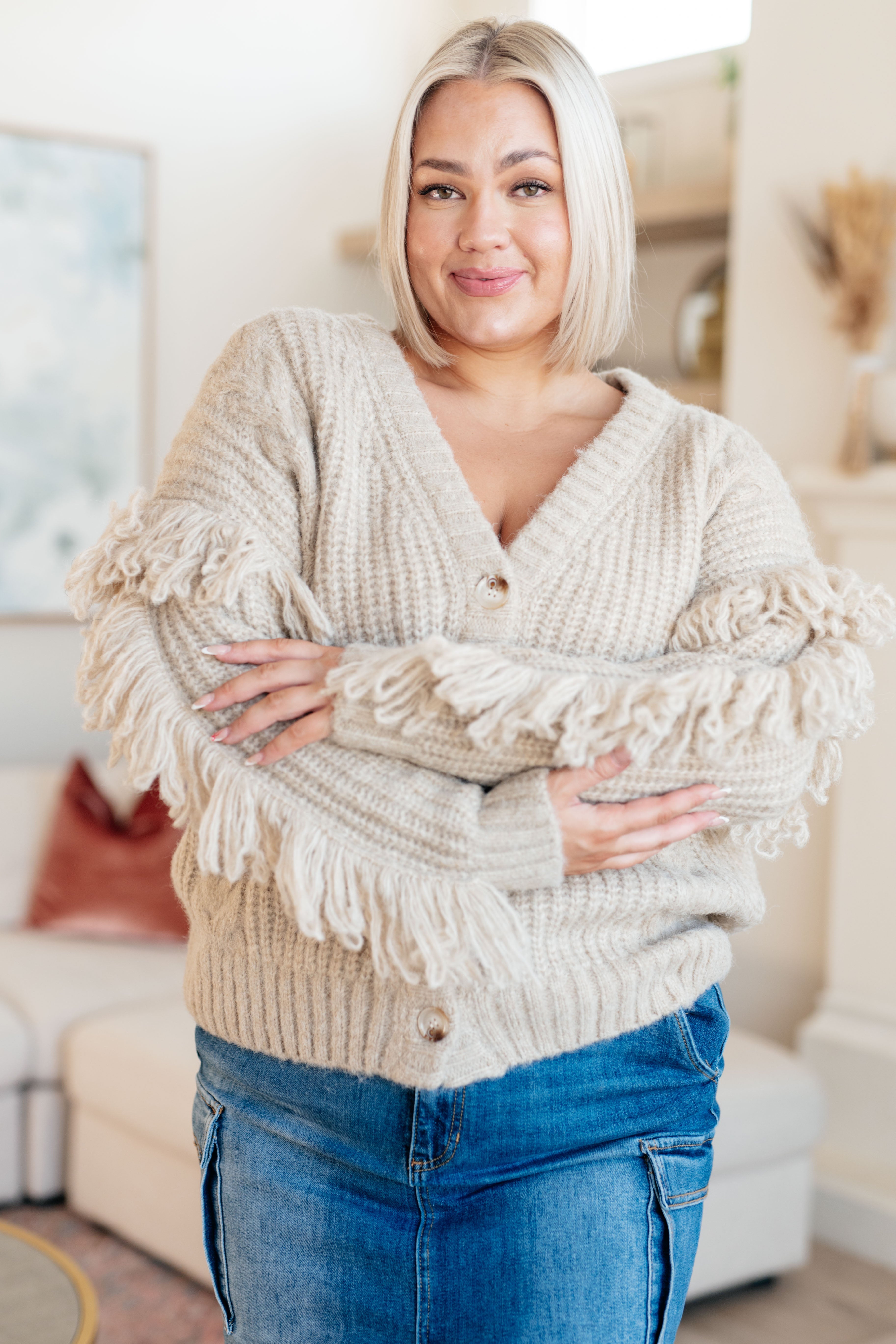 Haptics Ask Me About It Fringe Cardigan Layers