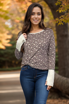 Lovely Melody Aster Floral Thumbhole Top