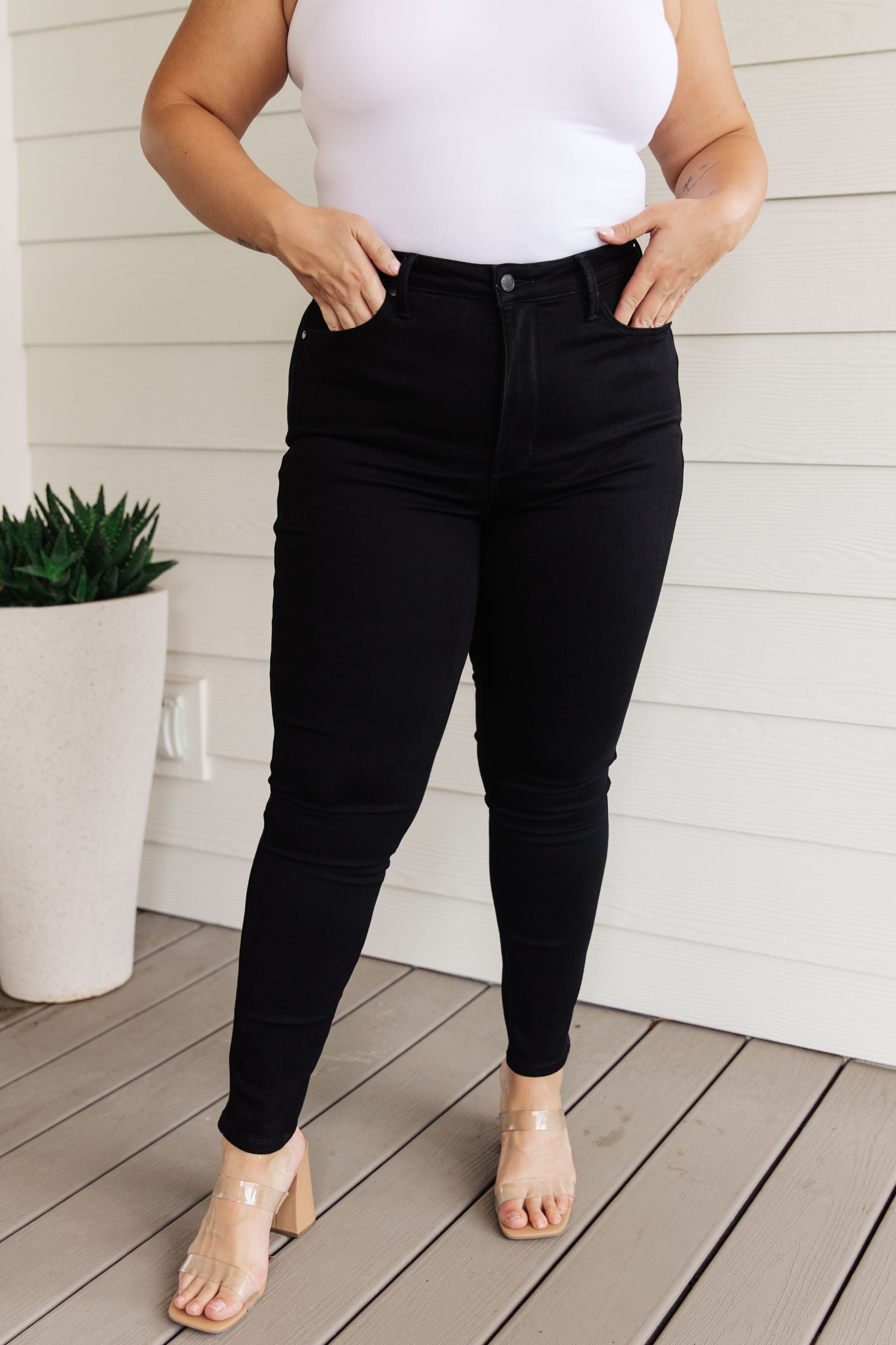 Judy Blue Black Audrey High Rise Tummy Control Top Classic Skinny Jeans Ave Shops