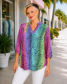 Dear Scarlett Multi Color Neon Animal Print Lizzie Top Shirts & Tops