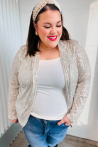 Haptics Shiny Silver Sequin Open Blazer Haptics