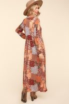 Haptics Patchwork Dreams Long Sleeve Midi Dress