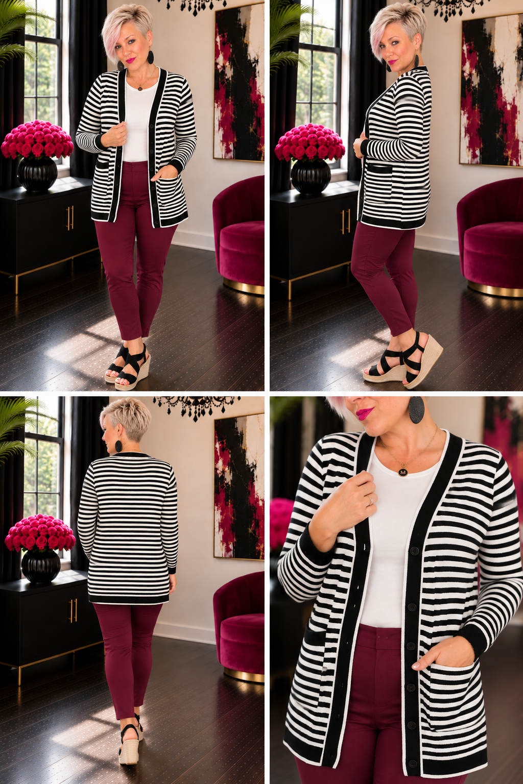 One Eleven North Finagle Your Way Striped Cardigan Womens