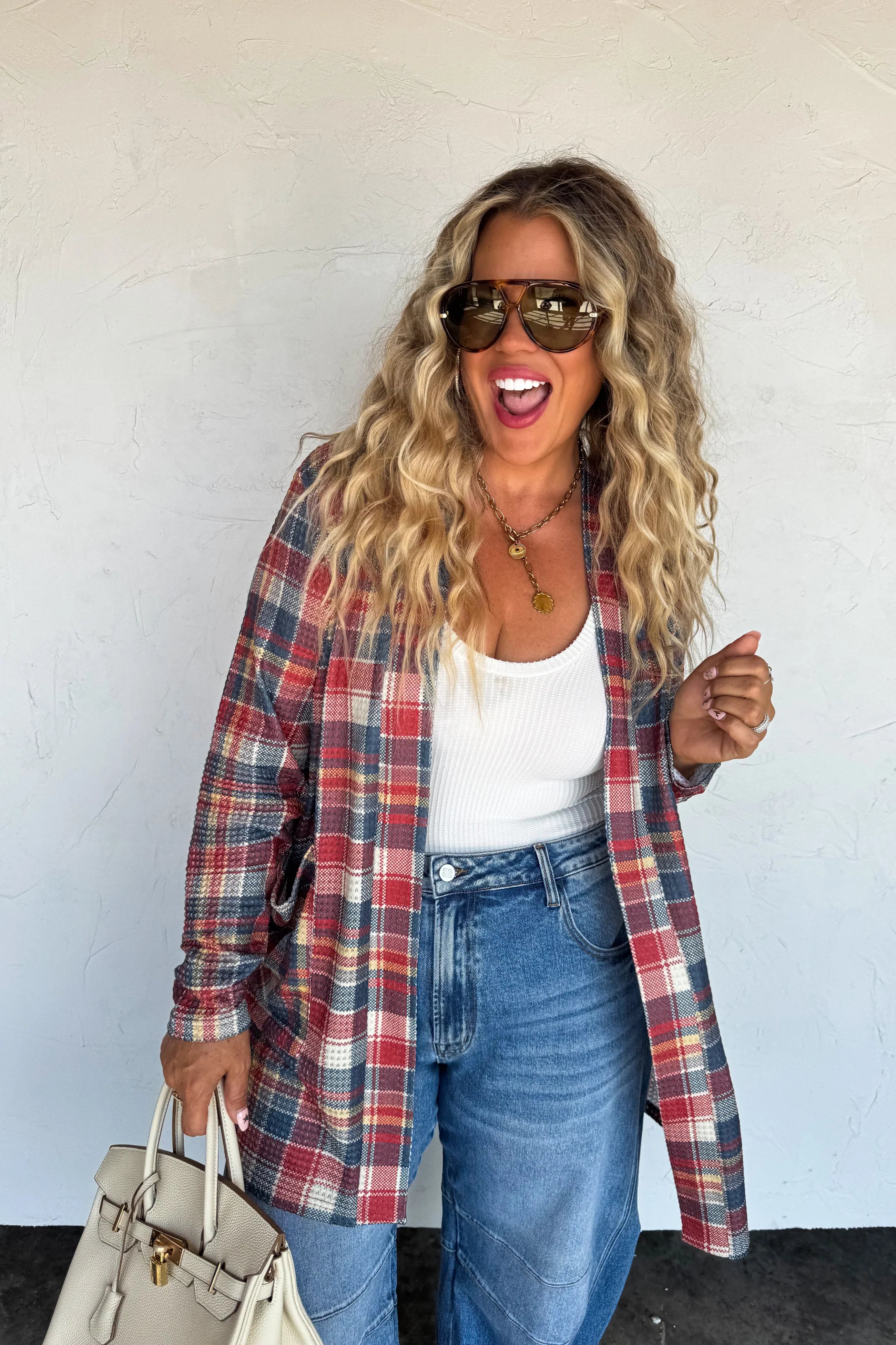 PREORDER: Blakeley Plaid Lola Cardigans Womens