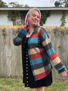 Heimish Black & Teal Multi Color Plaid Leight Weight Shacket Ruby Idol Apparel