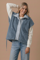 Haptics Snuggle Season Sherpa Vest in Slate