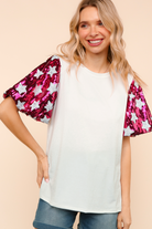 Haptics Color-blockStar Power Sequin Pink Sleeve Top