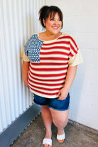 Haptics American Flag Jacquard Knit Sweater Top Final Sale