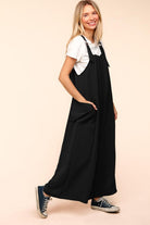 Haptics Black Wide Leg Adjustable Baggy Bib Jumpsuit Haptics