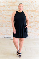 One Eleven North Back it Up Crisscross Cut-Out Back Black Dress Dresses