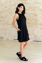 One Eleven North Back it Up Crisscross Cut-Out Back Black Dress Dresses