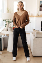 GeeGee Back to Life V-Neck Sweater in Mocha Tops