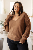 GeeGee Back to Life V-Neck Sweater in Mocha Tops