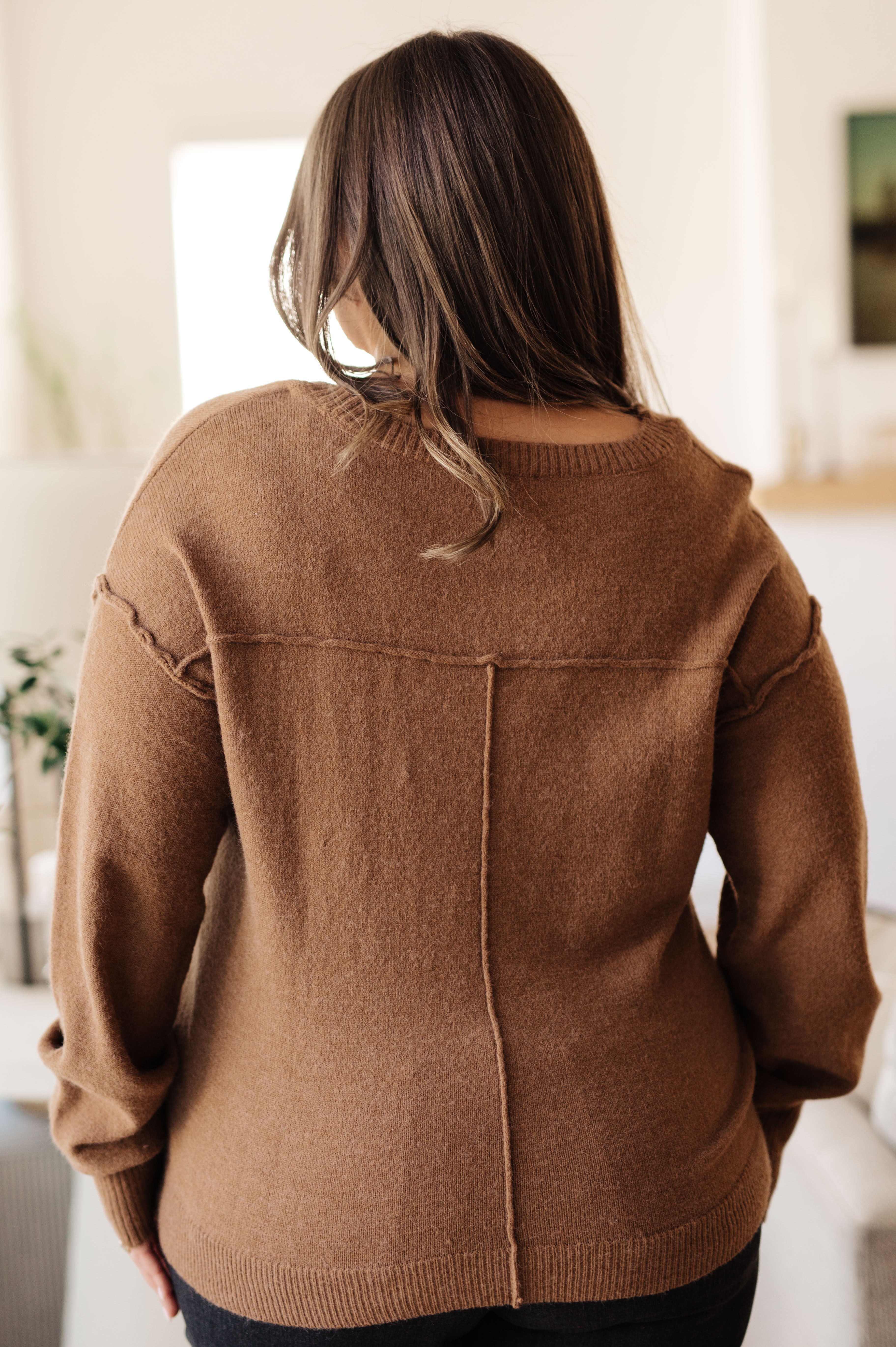 GeeGee Back to Life V-Neck Sweater in Mocha Tops