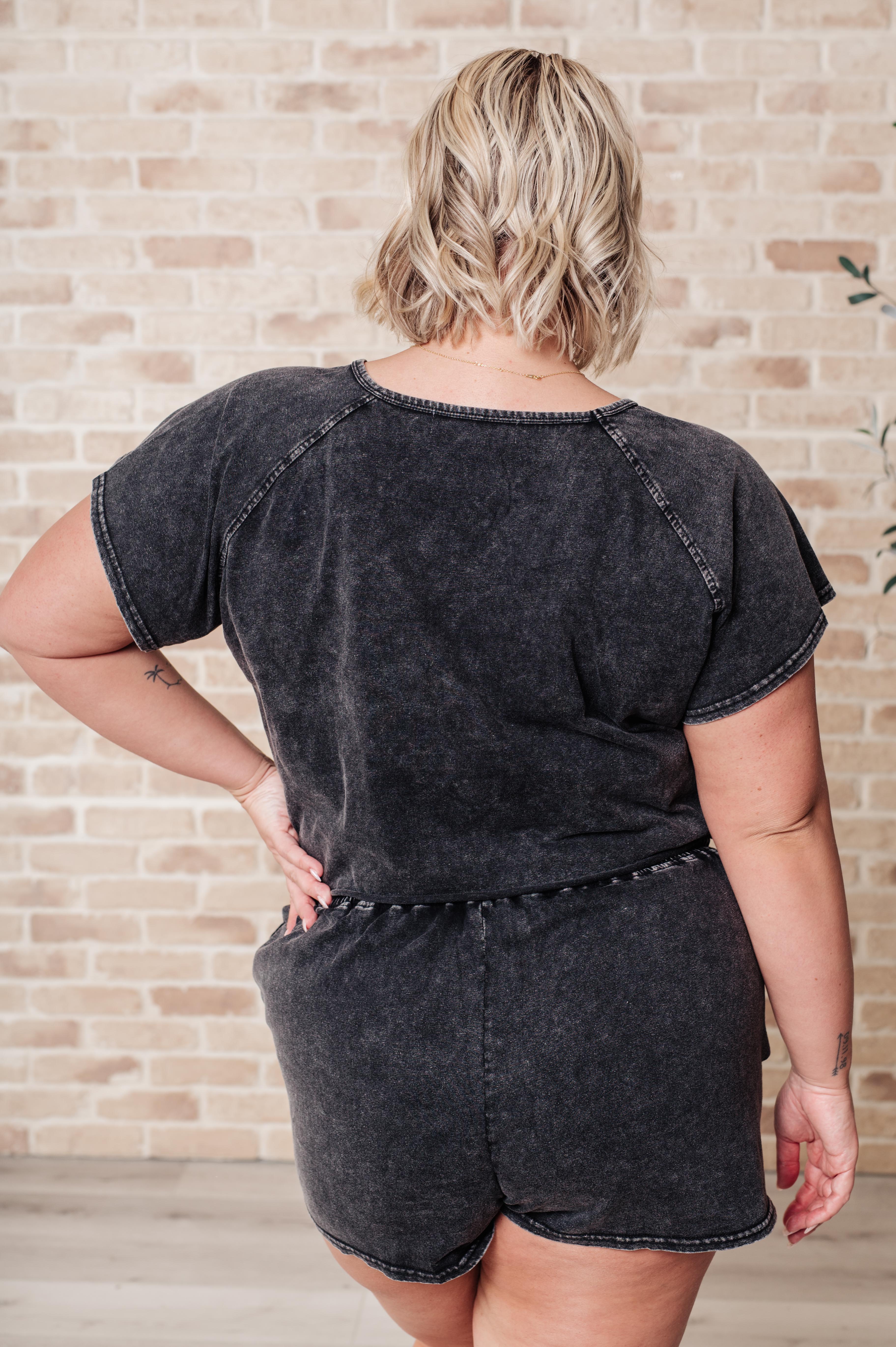 One Eleven North Back to Reality Mineral Wash Short Set Athleisure