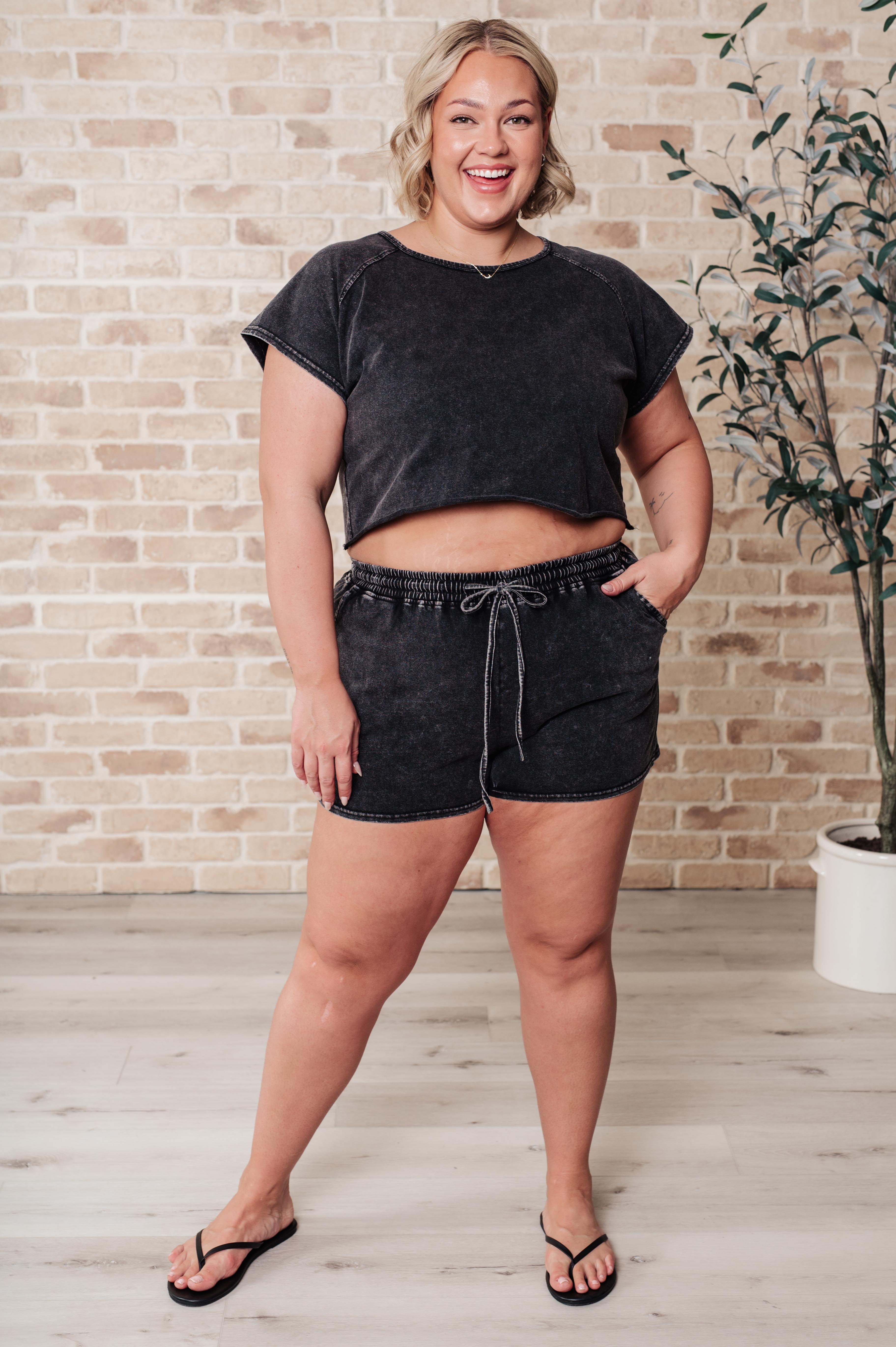 One Eleven North Back to Reality Mineral Wash Short Set Athleisure