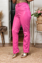 Barbie Girl Tummy Control Pink Faux Leather Judy Blue's Pants