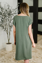 Hyfve Barely Trying V-Neck Relaxed Dress in Gray Green Womens