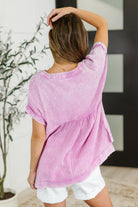 Zenana Bright Mauve Washed Double Gauze 3/4 Button Henley Neck Shirt